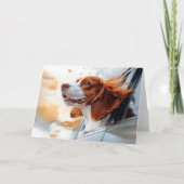 Joyful Dog in Wind Art Print Karte (Vorderseite)