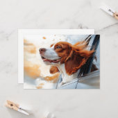 Joyful Dog in Wind Art Print Karte (Vorderseite/Rückseite Beispiel)
