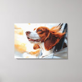 Joyful Dog in Wind Art Print Leinwanddruck (Vorderseite)