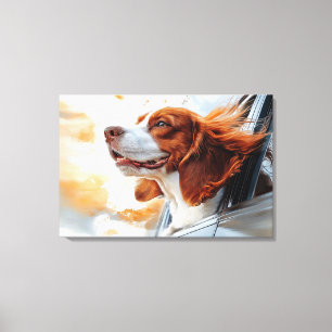 Joyful Dog in Wind Art Print Leinwanddruck