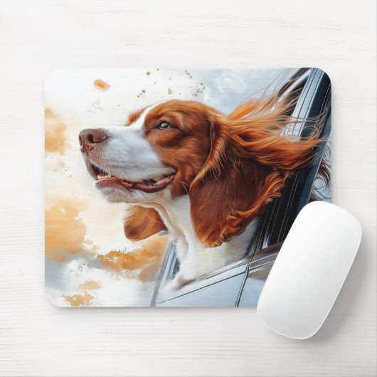 Joyful Dog in Wind Art Print Mousepad (Mit Mouse)