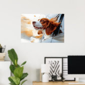 Joyful Dog in Wind Art Print Poster (Heimbüro)