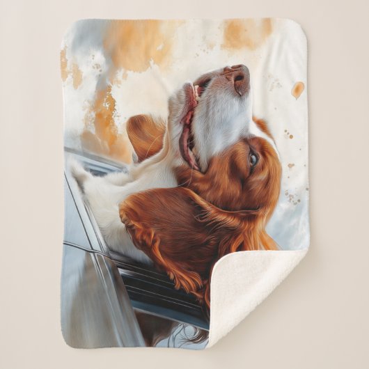 Joyful Dog in Wind Art Print Sherpadecke (Vorderseite)