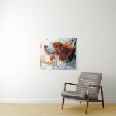Joyful Dog in Wind Art Print Wandteppich (Beispiel (Horizontal))