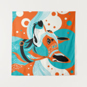 Joyful Dog Portrait Wandteppich (Vorderseite (Horizontal))