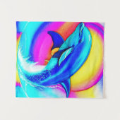 Joyful Dolphin in Rainbow Colors Wandteppich (Vorderseite (Horizontal))