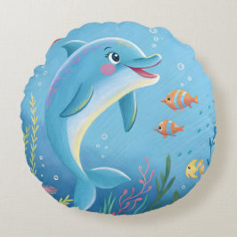 Joyful Dolphin Moments Rundes Kissen