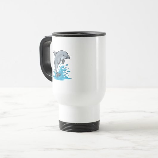 Joyful Dolphin Splash - Mug Reisebecher (Vorderseite Links)