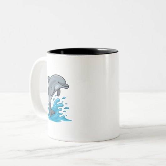 Joyful Dolphin Splash - Mug Zweifarbige Tasse (Vorderseite Links)