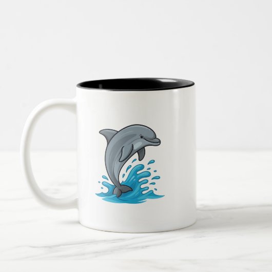 Joyful Dolphin Splash - Mug Zweifarbige Tasse (Links)