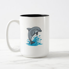 Joyful Dolphin Splash - Mug Zweifarbige Tasse