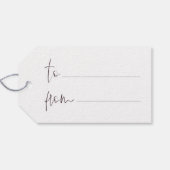 Joyful Drehbuch elegante moderne Pflaume Weihnacht Geschenkanhänger (Rückseite Horizontal)