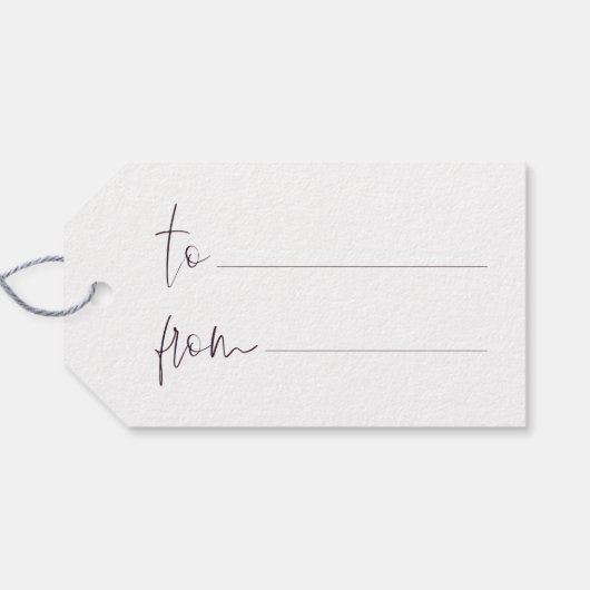 Joyful Drehbuch elegante moderne Pflaume Weihnacht Geschenkanhänger (Rückseite Horizontal)