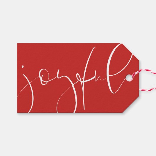Joyful Drehbuch Roter Urlaub Geschenkanhänger (Vorderseite (Horizontal))
