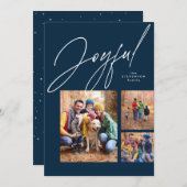 Joyful drei Foto Marineblau Weihnachten (Vorne/Hinten)