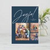 Joyful drei Foto Marineblau Weihnachten (Stehend Vorderseite)