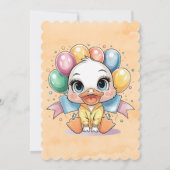 Joyful Duckling Yellow Watercolor Babydusche Einladung (Rückseite)