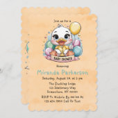 Joyful Duckling Yellow Watercolor Babydusche Einladung (Vorne/Hinten)