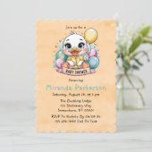 Joyful Duckling Yellow Watercolor Babydusche Einladung (Stehend Vorderseite)