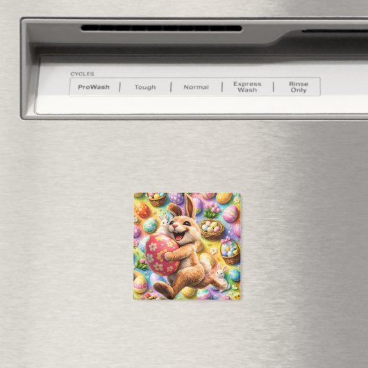 Joyful Easter bunny and floral egg decorative mag Magnet (In Situ (Geschirrspüler))