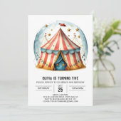 Joyful Editable Whimsy Circus Geburtstag Einladung (Stehend Vorderseite)