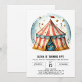 Joyful Editable Whimsy Circus Geburtstag Einladung (Vorne/Hinten)