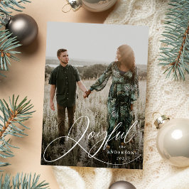 Joyful Elegance Script Foto Holiday Card Feiertagskarte