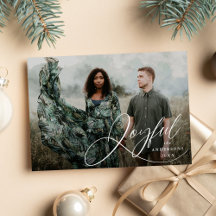 Joyful Elegance Script Foto Holiday Card