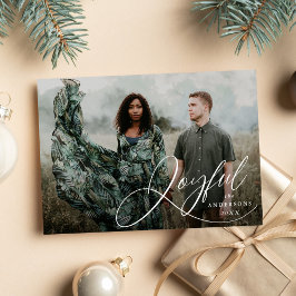 Joyful Elegance Script Foto Holiday Card Feiertagskarte