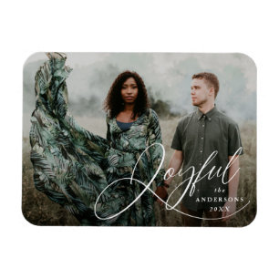 Joyful Elegance Script Holiday Foto Magnet