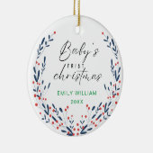 Joyful Elegant Floral Baby's First Christmas Keramik Ornament (Rechts)