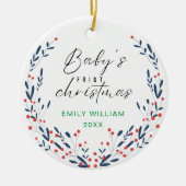 Joyful Elegant Floral Baby's First Christmas Keramik Ornament (Vorne)