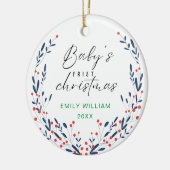 Joyful Elegant Floral Baby's First Christmas Keramik Ornament (Links)