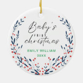 Joyful Elegant Floral Baby's First Christmas Keramik Ornament (Hinten)