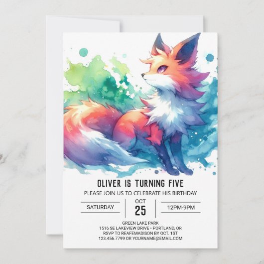 Joyful Elegant Fox Geburtstag Einladung (Vorderseite)