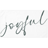 Joyful Elegant Green Calligraphy White Tischdecke (Vorderseite (Horizontal))