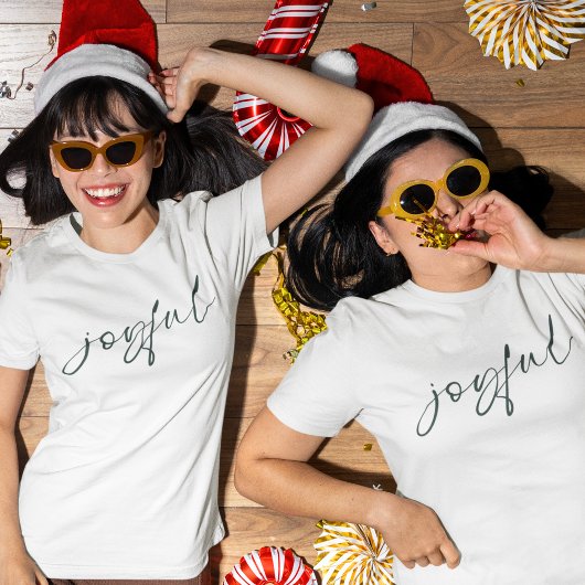 Joyful Elegant Green Script T-Shirt