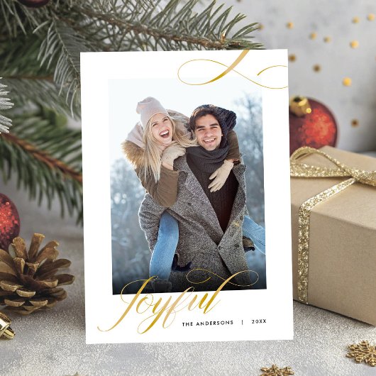 Joyful Elegant Script Foto Weihnachten