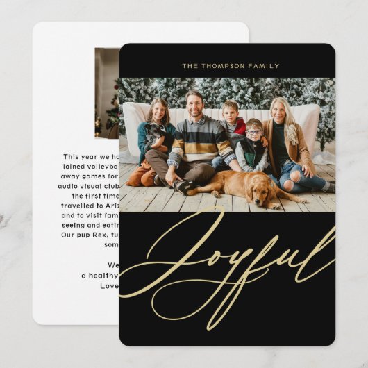 Joyful Elegant Script Foto Weihnachten (Vorne/Hinten)