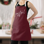 Joyful Elegant White Calligraphy Burgundy Schürze<br><div class="desc">Freuen Sie sich auf ein elegantes,  weißes Kalligrafie-Burgund mit weißen Gurten.</div>