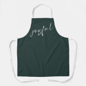 Joyful Elegant White Calligraphy Dark Green Schürze (Vorderseite)