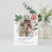 Joyful Elegant Winter Botanicals Photo Feiertagspostkarte (Stehend Vorderseite)