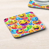 Joyful Emotion Kunst: Farbenfrohe Malerei Getränkeuntersetzer (Linke Seite)