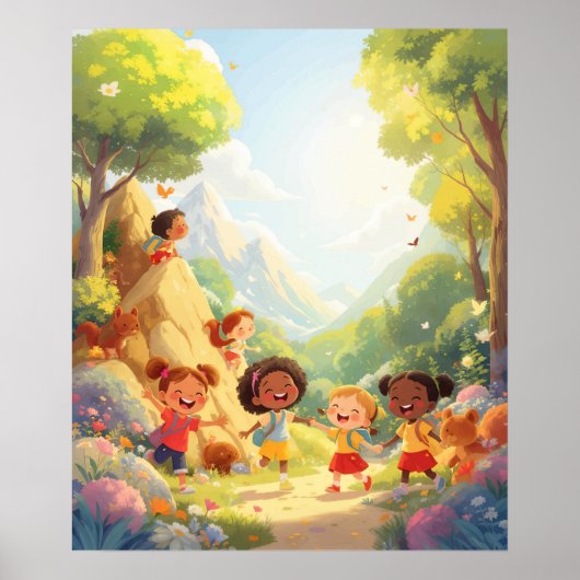 Joyful Explorers - Nature Adventure Wall Art Poster (Vorne)
