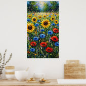Joyful Expressionist Vibrant Wildflower Sunflower Poster (Küche)