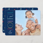 JOYFUL FAMILY FOTO modern und farbenfroh Feiertagskarte (Vorne/Hinten)