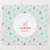 JOYFUL FAMILY Moderne gezeichnet festliche Stern f Schaumweinetikett (Einzelnes Label)