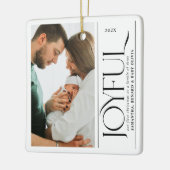 Joyful Family of Three Pregnancy Photo Ceramic Keramikornament (Links)