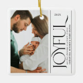 Joyful Family of Three Pregnancy Photo Ceramic Keramikornament (Vorderseite)