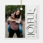 Joyful First Christmas Engaged Couples Photo Keramikornament (Rückseite)